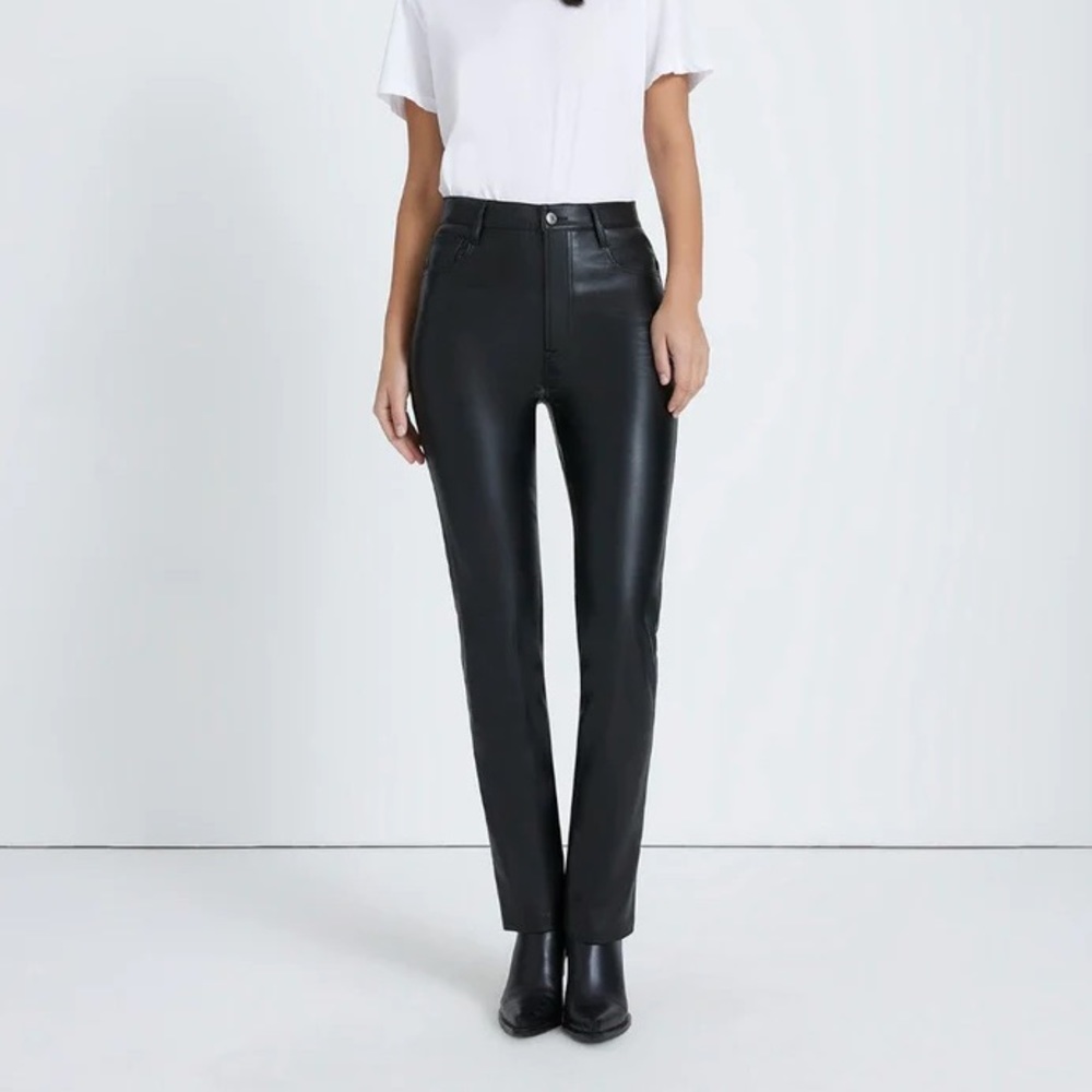 VEGAN FAUX LEATHER EASY SLIM PANT IN BLACK
